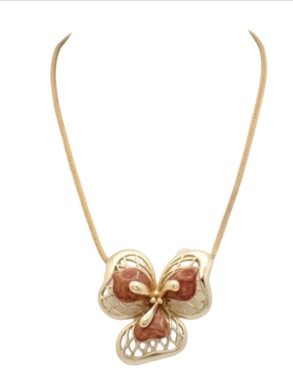 Vintage Balenciaga gold-plated flower pendant necklace